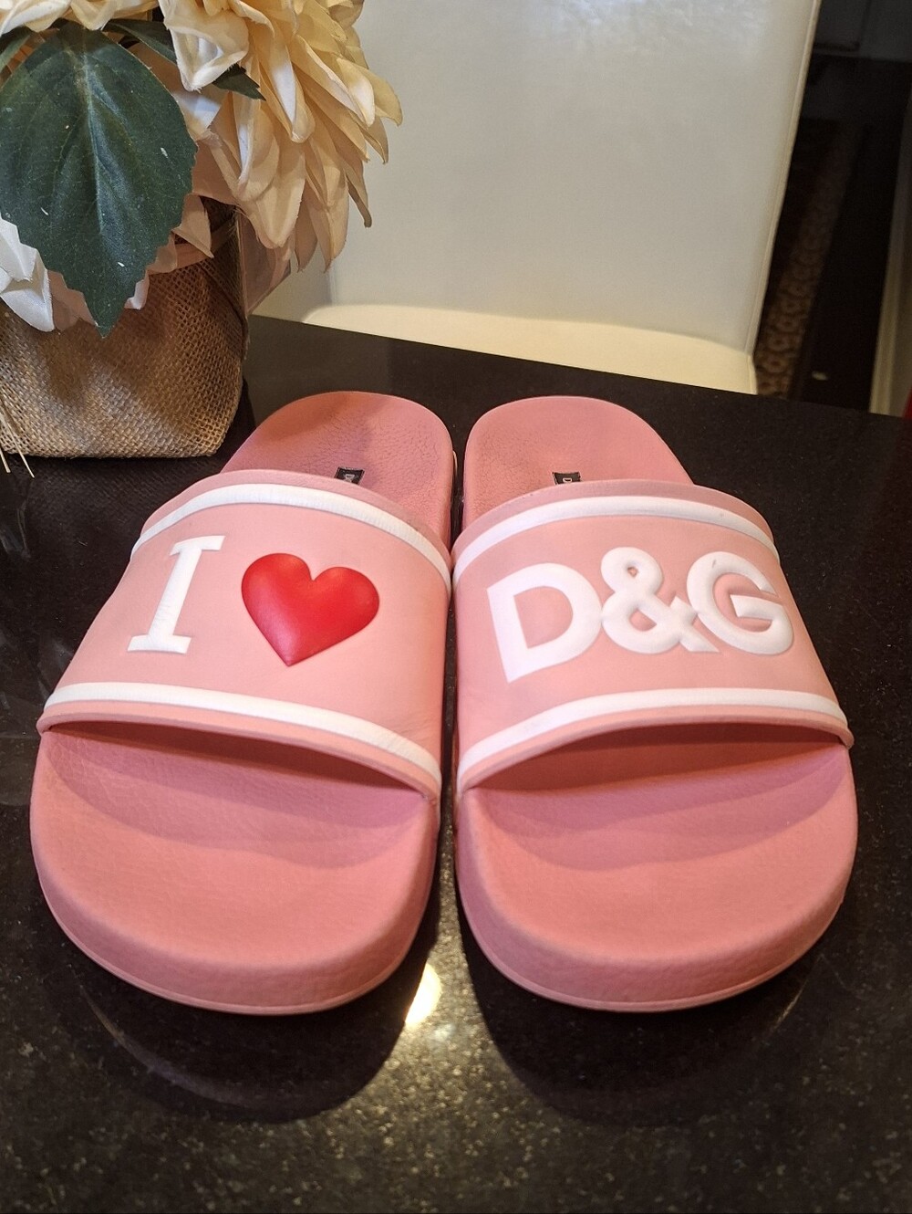 Dolce & Gabbana Pink Logo Heart Slide Sandals Rubber Women EU 39 US 8.5/LegitApp